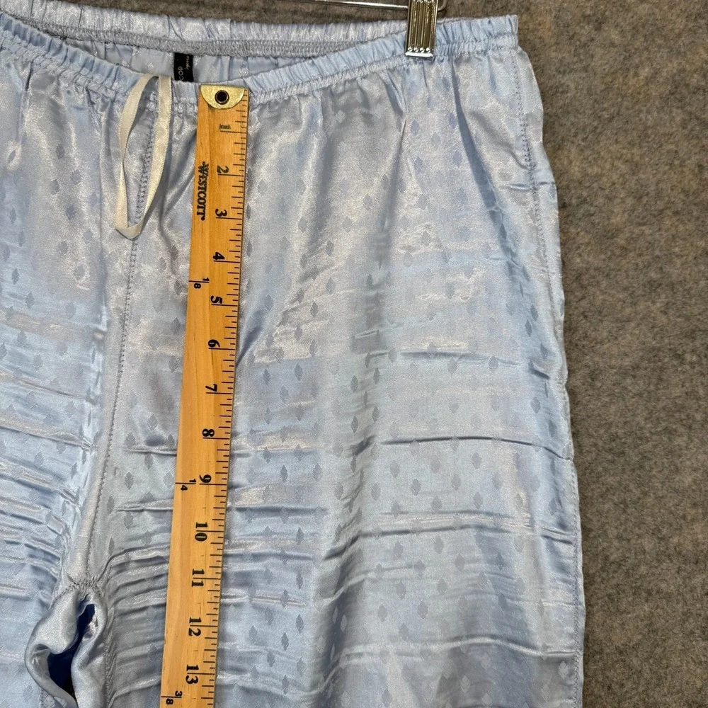 Stefano Cocci Satin Pajama Set Womens Large Top Pants Light Blue‎ Lightweight